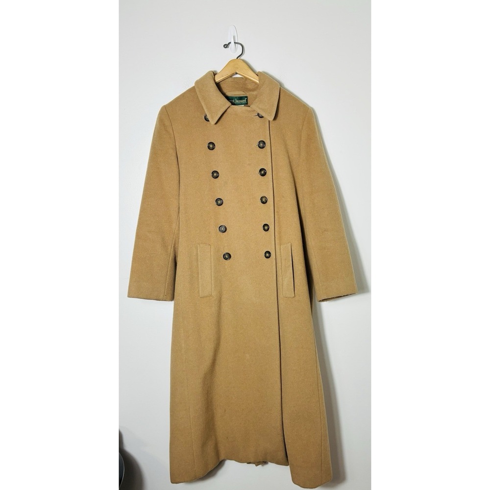 harvé benard Vintage Camel Hair/wool Trench Coat Women's Sz 10 Double Breast Tan